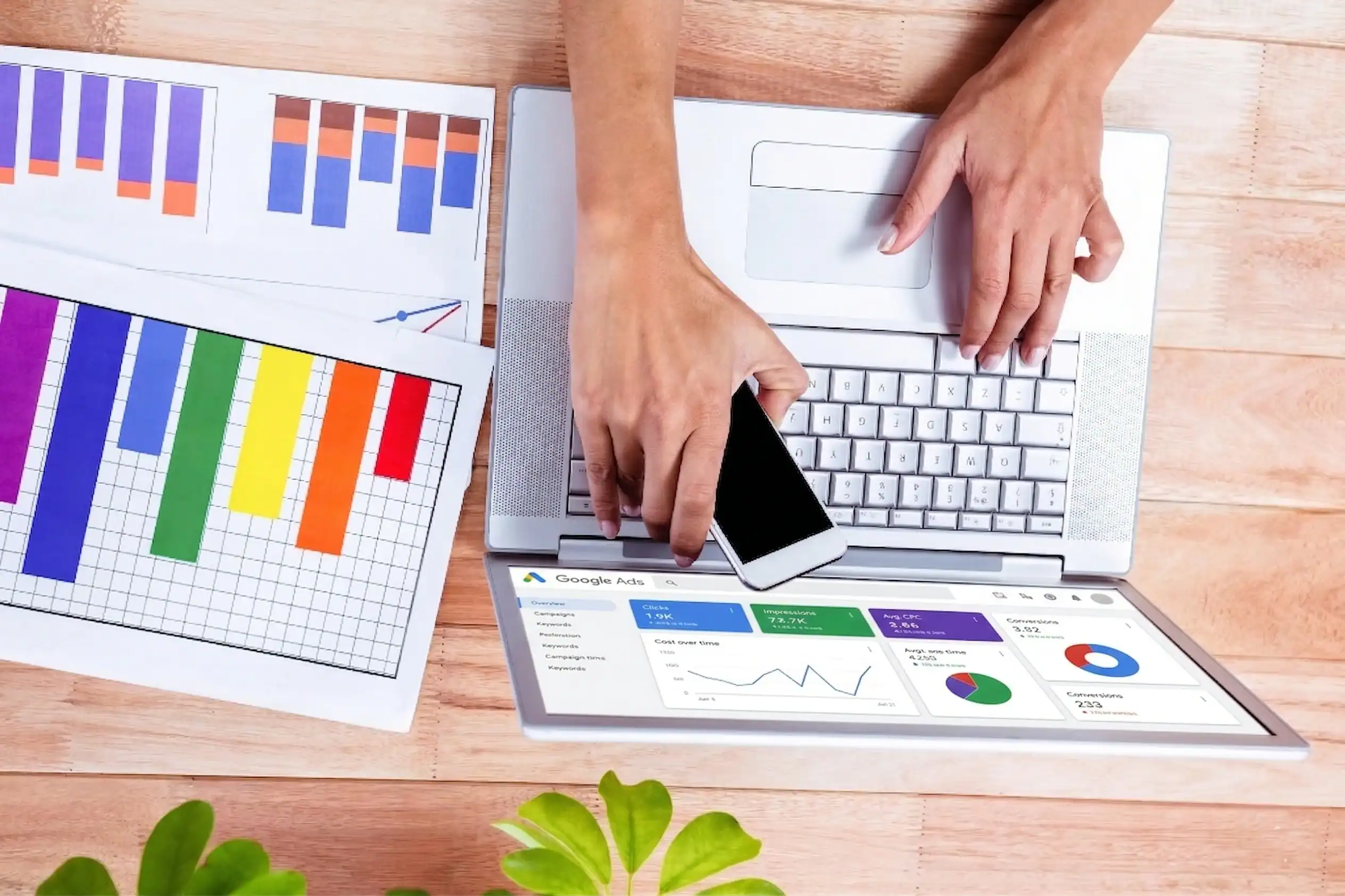 Google Ads tracking audit checklist shown on screen with analytics and measurement visuals